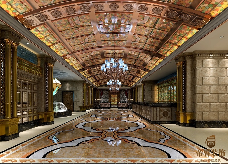 高端会所装修大厅设计效果图 高端会所装修设计效果图