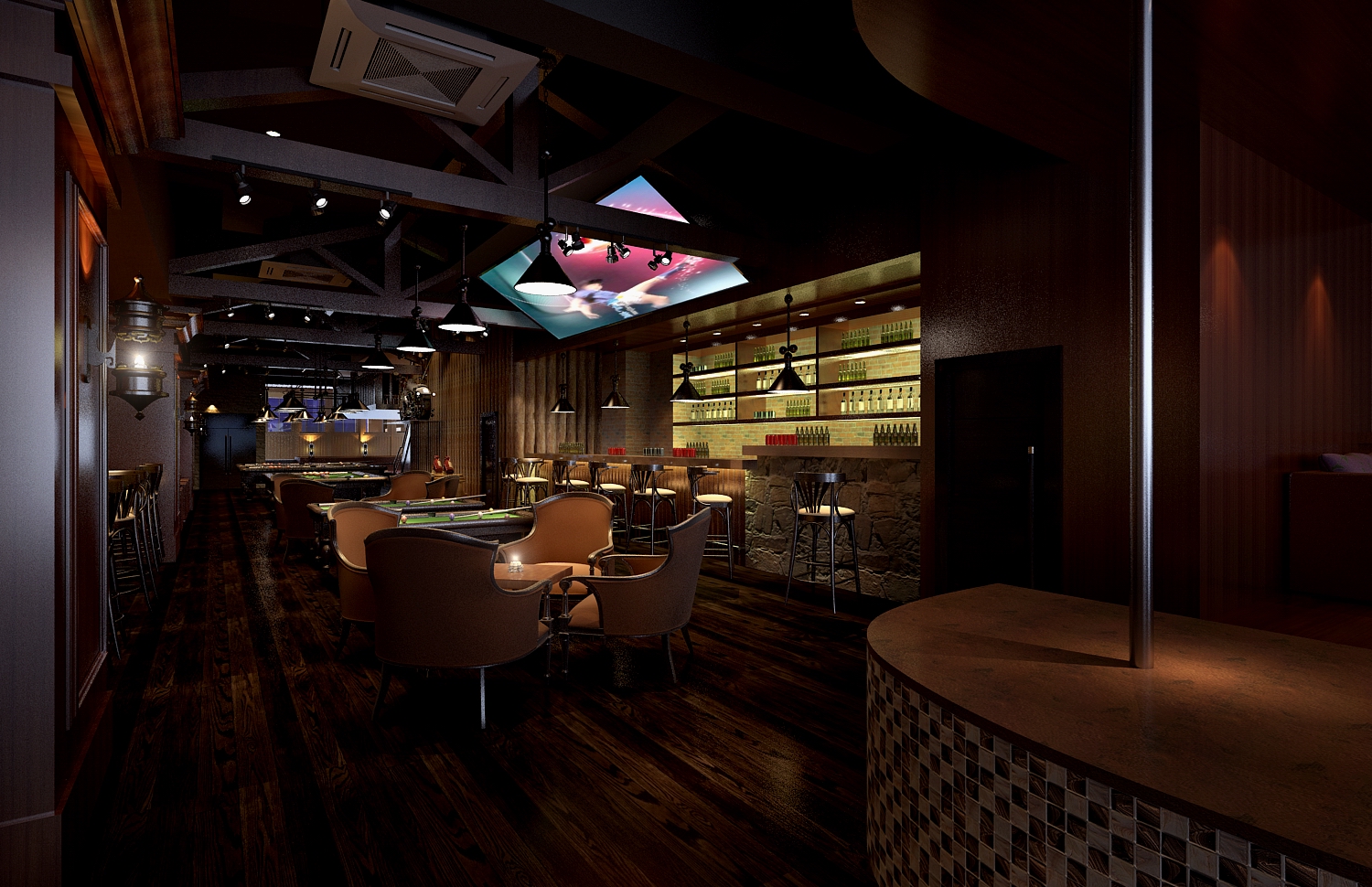 高档台球厅俱乐部会所装修效果图鉴赏