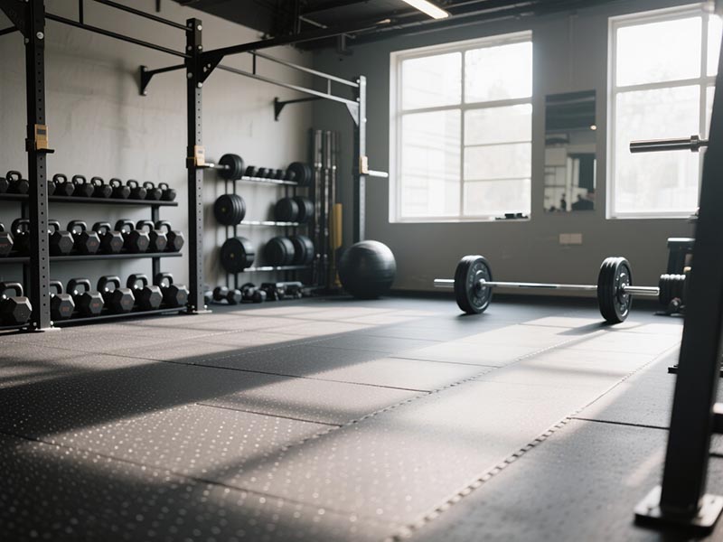 健身房哑铃、杠铃区橡胶地板